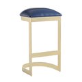 Manhattan Comfort Aura Bar Stool in Blue and Polished Brass BS006-BL